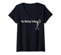 Donna No Biking Today Divertente Ciclista off Day Rest Ride Maglietta con Collo a V