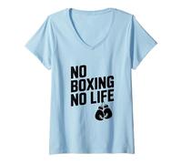 Donna No Boxing No Life Passionate Boxer Motivazionale Maglietta con Collo a V