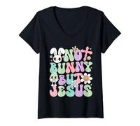 Donna No bunny but Jesus Easter Christ uomini donne & bambini Maglietta con Collo a V