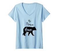 Donna No Drama Bear Mama Fun Mamma Madre Regalo Maglietta con Collo a V