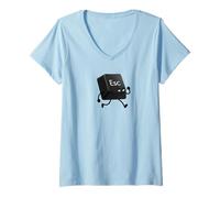 Donna No Escape Key Computer Umorismo Divertente Esc Button Tech Witty Art Maglietta con Collo a V