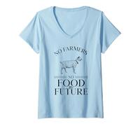 Donna No Farmers No Food No Future (Grafica Capra) Maglietta con Collo a V