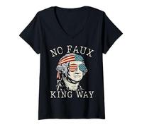 Donna No Faux King Way 86-47 Resist We The People BANDIERA USA Maglietta con Collo a V