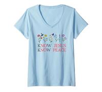 Donna No Jesus No Peace Christian Be Still & Know Jesus Know Peace Maglietta con Collo a V