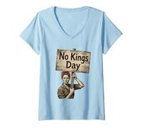 Donna No Kings Day Protesta delle Donne Maglietta con Collo a V
