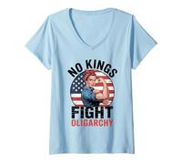 Donna No Kings Fight Oligarchy Maglietta con Collo a V