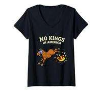 Donna No Kings in America Cavallo Maglietta con Collo a V