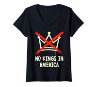 Donna No Kings in America, Crown with X Cross Mark Maglietta con Collo a V