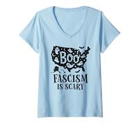 Donna No Kings in America Fight Oligarchy Resist Fascism Halloween Maglietta con Collo a V