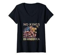 Donna No Kings in America Leone Maglietta con Collo a V