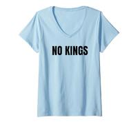 Donna No Kings Niente Re Protesta Democrazia Messaggio Maglietta con Collo a V