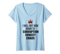 Donna No Kings Protest Sign,Anti Fascism No Corruption No Monarchs Maglietta con Collo a V