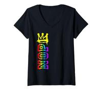 Donna No Kings Protest Sign Vertical LGBT Pride Shirt Uomo Donna Maglietta con Collo a V