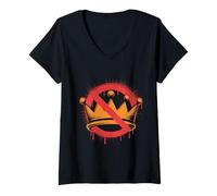 Donna No Kings Protest Symbol Graffiti Corona Maglietta con Collo a V