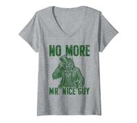 Donna No More Mr Nice Guy Lupo Mannaro Mostro Retro Alpha Aura Maglietta con Collo a V