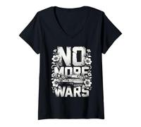Donna No More Wars Tank with Flowers Peace Maglietta con Collo a V