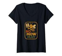 Donna No Mow May Grass To Wildflower Pollinator Awareness Maglietta con Collo a V