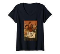 Donna No One is Illegal on Stolen Land. America Africa Palestine Maglietta con Collo a V
