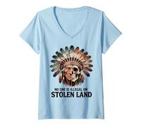 Donna No One is Illegal on Stolen Land - Native American Roots Maglietta con Collo a V