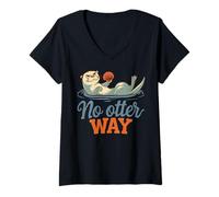 Donna No Otter Way - Divertente Gioco di Parole con lontra Marina Maglietta con Collo a V
