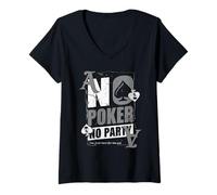 Donna No Party Without Poker :-: Grunge Spades Style Maglietta con Collo a V