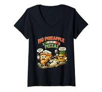 Donna No Pineapple On My Pizza Funny Saying Humor Fun Pun Maglietta con Collo a V