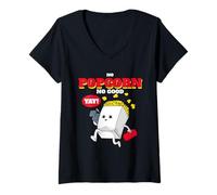 Donna No Popcorn No Good Funny Funny Movie Time Statement Maglietta con Collo a V