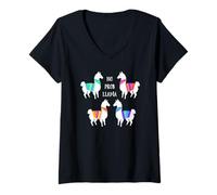Donna No Prob Llama Colorful Fun Maglietta con Collo a V