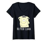 Donna No Prob Llama Divertente Alpaca Pet Carino Llama Alpaca Amanti Maglietta con Collo a V