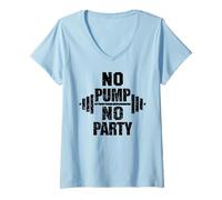 Donna No Pump No Party - Divertente Allenamento in Palestra Maglietta con Collo a V