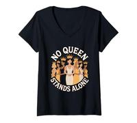 Donna No Queen Stands Alone Women Empowerment Luguaglianza delle Donne Maglietta con Collo a V