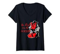 Donna No Rest for The Wicked Devil Girl Psychobilly Maglietta con Collo a V