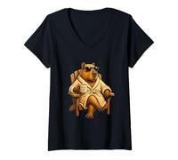 Donna No Rush Vibrazioni Positive Capybara Relax Mood Maglietta con Collo a V