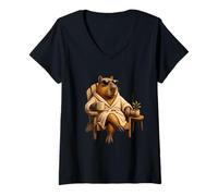 Donna No Rush Vibrazioni Positive Capybara Relax Mood Maglietta con Collo a V