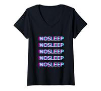 Donna No Sleep Rave Festival EDM Techno Raver Maglietta con Collo a V