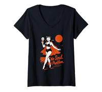 Donna No Soul No Problem Retro Vampire Fun Maglietta con Collo a V