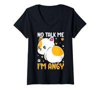 Donna No Talk Me I'm Arrabbiato Maglietta con Collo a V