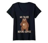 Donna No Talkie Before Coffee Maglietta con Collo a V