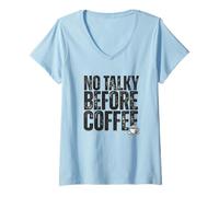 Donna No Talky Before Coffee Funny Introvert Quote Design Maglietta con Collo a V