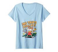 Donna No trips for cats Maglietta con Collo a V