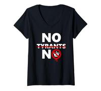 Donna No Tyrants No Kings USA Resist Fascism Protest Anti-Fascism Maglietta con Collo a V