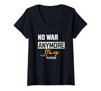 Donna No War Anymore Stay in Peace Demo detti dimostrazione Maglietta con Collo a V