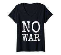 Donna No War Contro la Guerra Peace Colomba della Pace No War Maglietta con Collo a V