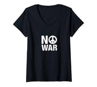 Donna No War simbolo della pace Maglietta con Collo a V