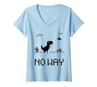Donna No Way Pixel Dinosaur Retro Desert Gamer Graphic Maglietta con Collo a V