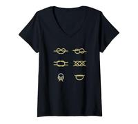 Donna Nodi per Corda Nautica Nodi Vela Maglietta con Collo a V