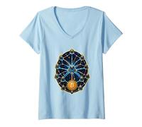 Donna Nodo Routing Mappa Stellare Maglietta con Collo a V