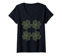 Donna Nodo Trifoglio Nodo Vichingo norreno St Paddy's Shamrock Maglietta con Collo a V