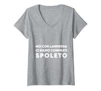 Donna Noi con la - Ci Siamo comprati Spoleto Maglietta con Collo a V, Grigio Melange, XXL