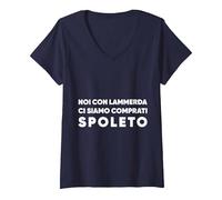 Donna Noi con la - Ci Siamo comprati Spoleto Maglietta con Collo a V, Navy, L